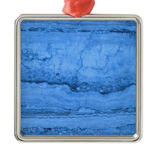 Blue Granite pattern, blue marble, blue stone Metal Ornament