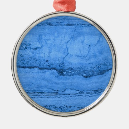 Blue Granite pattern blue marble blue stone Metal Ornament