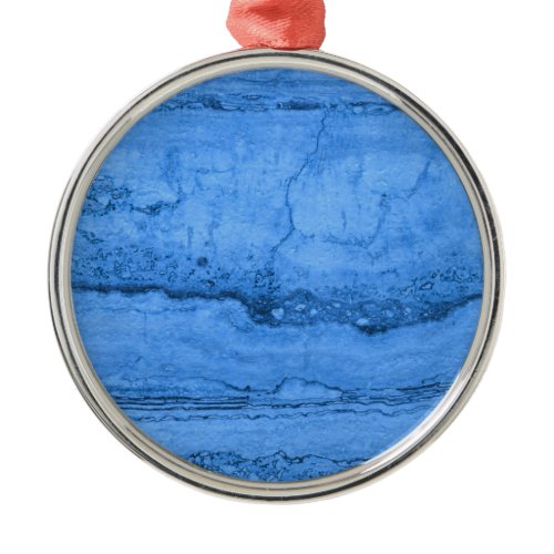 Blue Granite pattern, blue marble, blue stone Metal Ornament