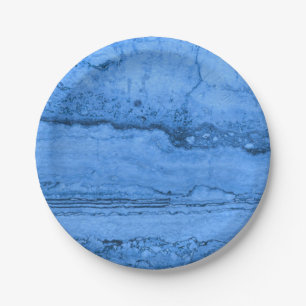 Blue Granite pattern, blue marble, blue stone Paper Plates