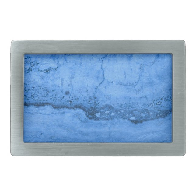 Blue Granite pattern blue marble blue stone Rectangular Belt Buckle (Front)