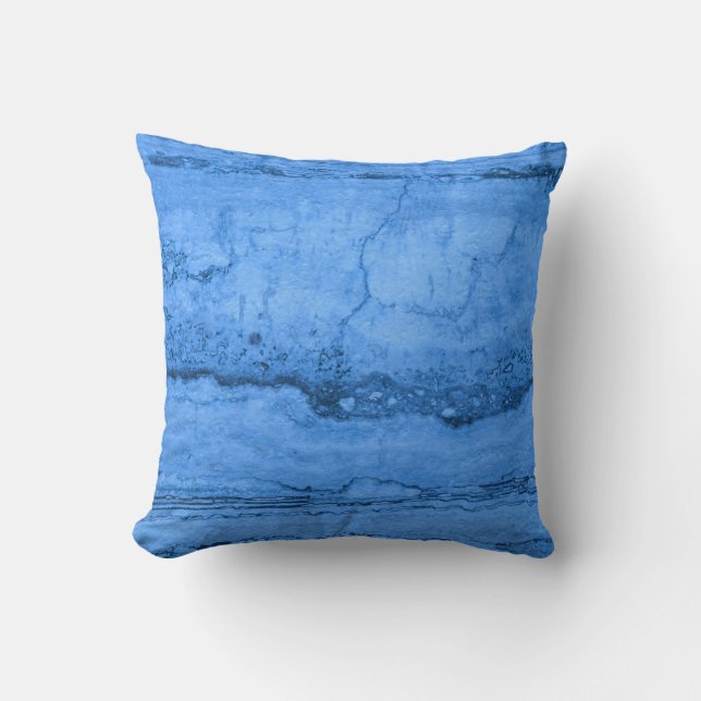 Blue Granite pattern, blue marble, blue stone Throw Pillow (Front)