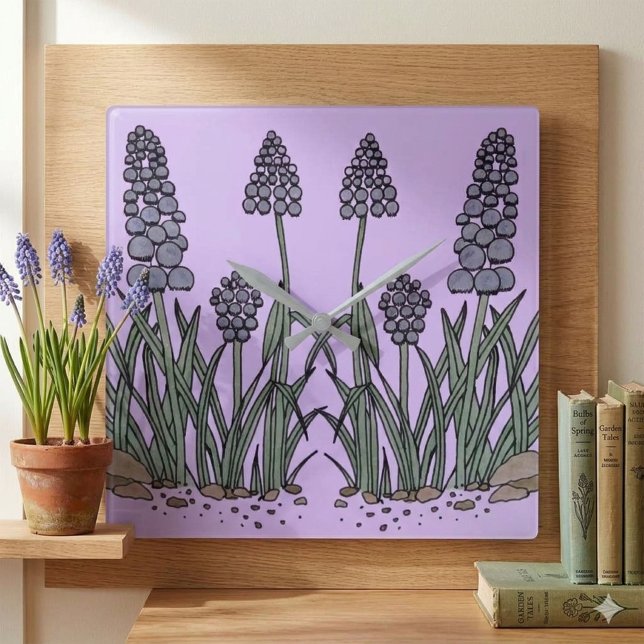 Blue Grape Hyacinth Square Wall Clock (Creator Uploaded)