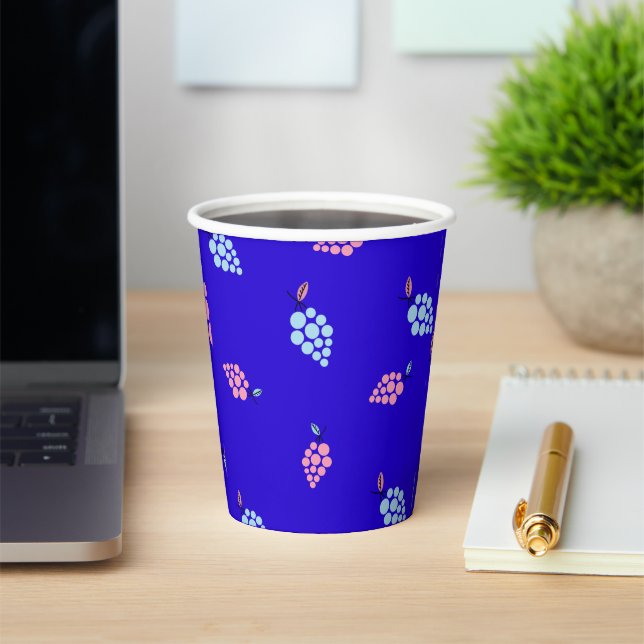 Blue grapes pattern Paper cup (Insitu)