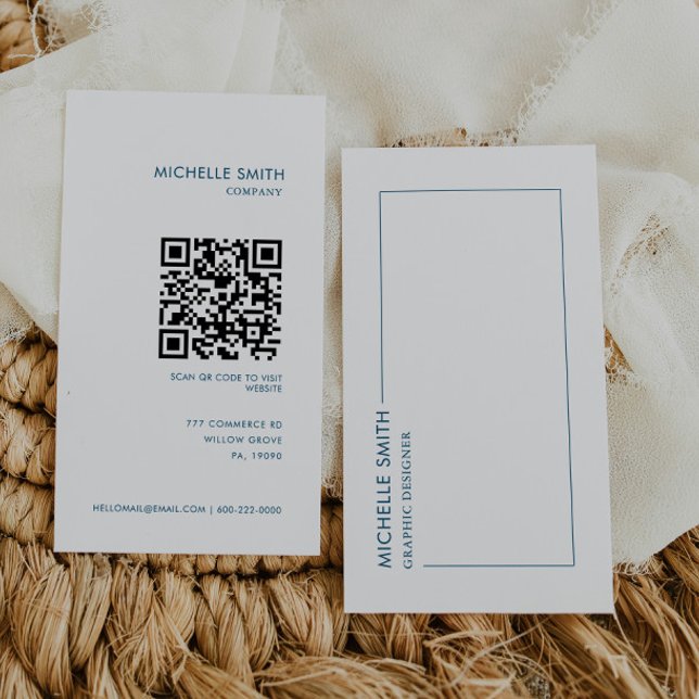 Blue Graphic Designer Vertical Geometric  Qr Code Business Card (Creator Uploaded)