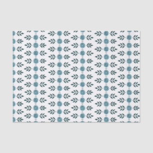 Blue Graphic Floral Pattern Tissue Paper