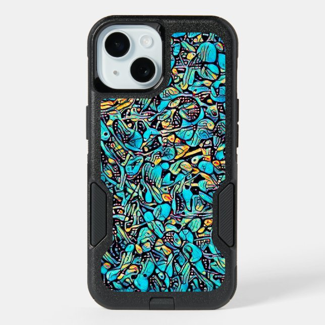Blue Graphical Floral Pattern Otterbox Case (Back)
