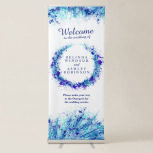 Blue grass splat watercolor art welcome banner