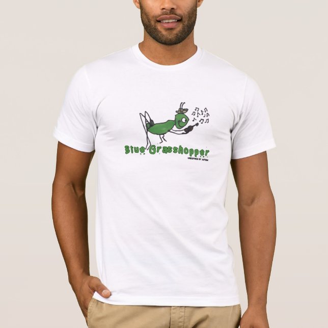 Blue Grasshopper Tee – Quirky & Fun (Front)