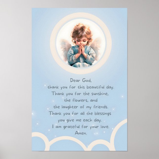 Blue Grateful Child Prayer Poster (Front)