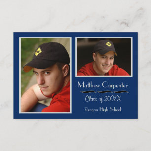 Blue & Gray 2 Photo Collage -3x5 Grad Announcement
