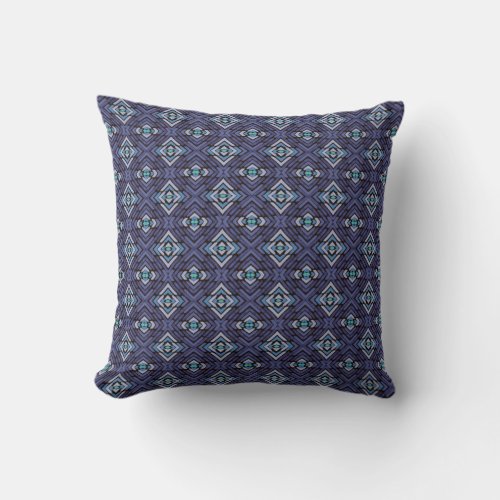 Blue Gray Abstract Diamond Pattern Throw Pillow