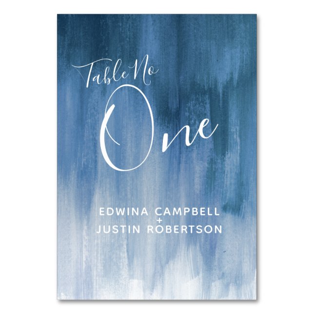 Blue gray abstract modern art table number one (Back)