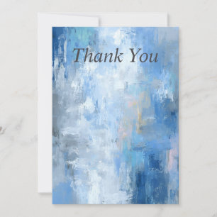 Blue & Gray Abstract Paint Thank You Card