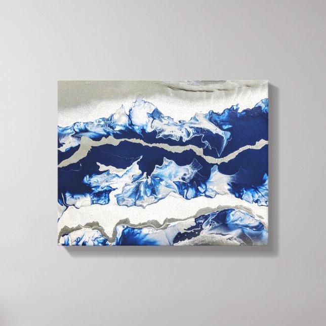 Blue Gray Acrylic Painting Abstract Background Art Canvas Print (Front)