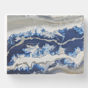 Blue Gray Acrylic Painting Wooden Box Sign