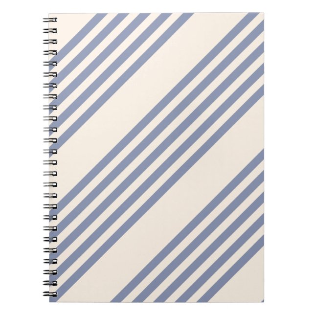 Blue-gray and beige five stripe pattern notebook (Front)