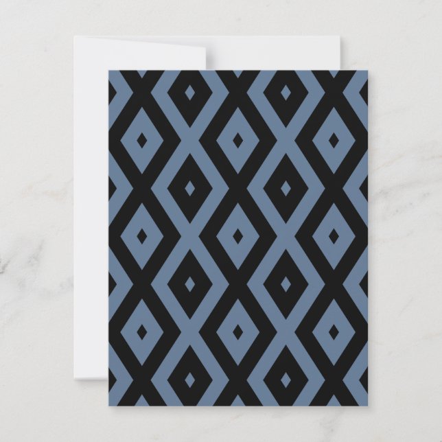 Blue gray and black diamond pattern RSVP card (Front)