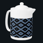Blue gray and black diamond pattern teapot<br><div class="desc">Blue gray and black diamond pattern</div>
