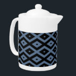 Blue gray and black diamond pattern teapot<br><div class="desc">Blue gray and black diamond pattern</div>