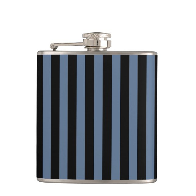 Blue gray and black stripes flask (Front)