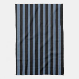 Blue gray and black stripes kitchen towel