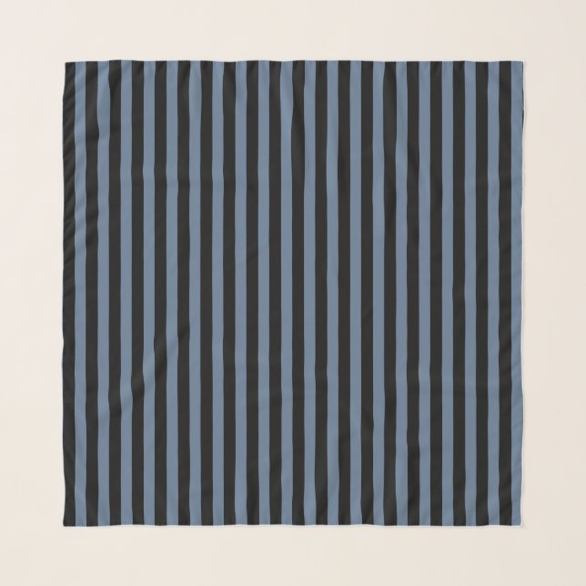 Blue gray and black stripes scarf (Front)