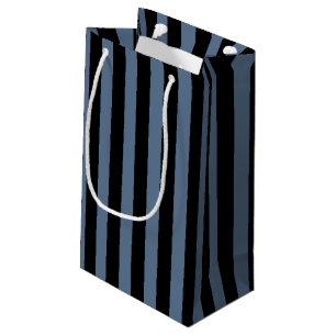 Blue gray and black stripes small gift bag