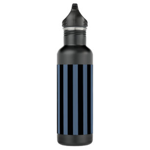 Blue gray and black stripes stainless steel water bottle