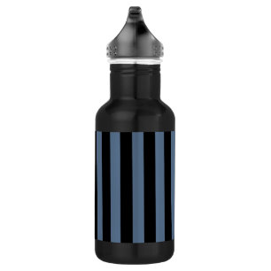 Blue gray and black stripes stainless steel water bottle