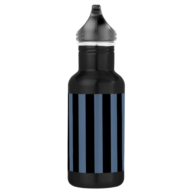 Blue gray and black stripes stainless steel water bottle (Right)