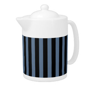 Blue gray and black stripes teapot