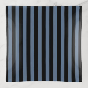 Blue gray and black stripes trinket tray