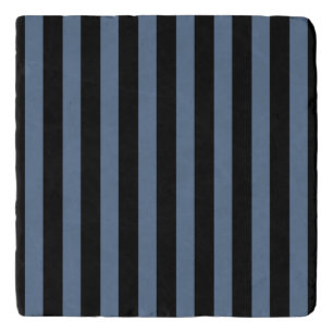Blue gray and black stripes trivet