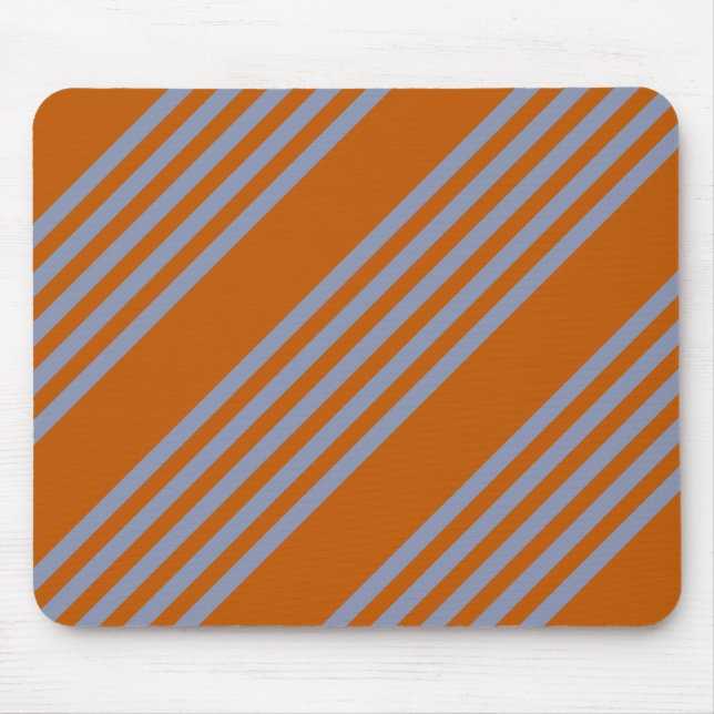 Blue-gray and burnt orange five stripe pattern mouse pad (Front)