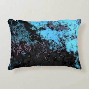 Blue, Gray and Purple Marble Abstract Accent Pillow