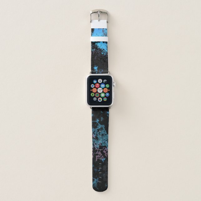 Blue, Gray and Purple Marble Abstract Apple Watch Band (Front)