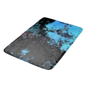 Blue, Gray and Purple Marble Abstract Bath Mat