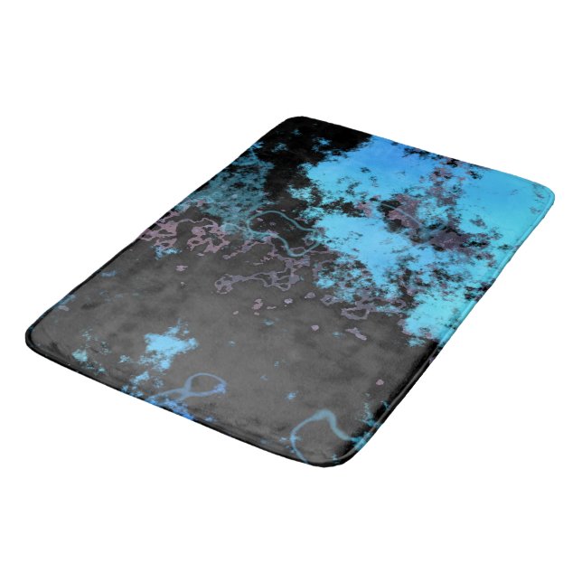 Blue, Gray and Purple Marble Abstract Bath Mat (Angled)