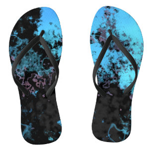 Blue, Gray and Purple Marble Abstract Flip Flops