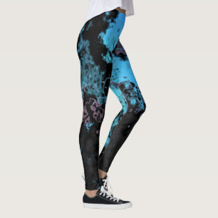 Blue, Gray and Purple Marble Abstract Leggings