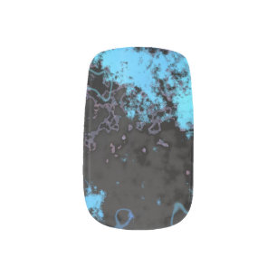 Blue, Gray and Purple Marble Abstract Minx Nail Art