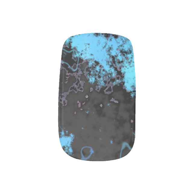 Blue, Gray and Purple Marble Abstract Minx Nail Art (Right Thumb)