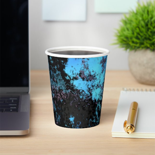 Blue, Gray and Purple Marble Abstract Paper Cups (Insitu)