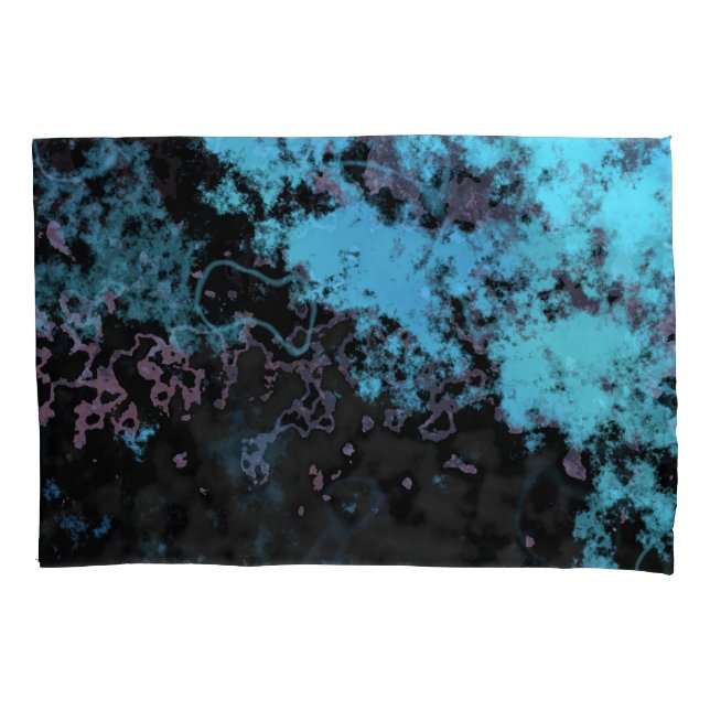 Blue, Gray and Purple Marble Abstract Pillow Case (Front)