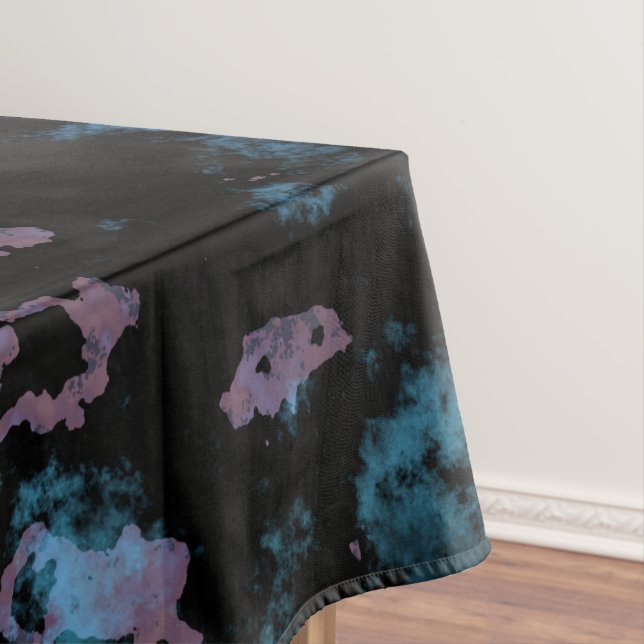 Blue, Gray and Purple Marble Abstract Tablecloth (In Situ)