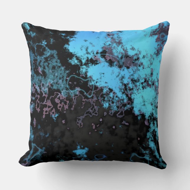 Blue, Gray and Purple Marble Abstract Throw Pillow (Front)