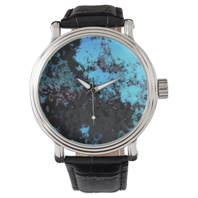 Blue, Gray and Purple Marble Abstract Watch (Front)