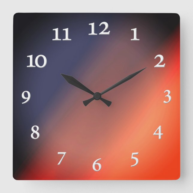Blue, gray and red gradient. Ombre. Square Wall Cl Clock (Front)