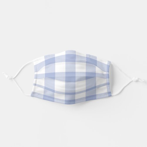 Blue Gray and White Buffalo Plaid Simple Pattern Adult Cloth Face Mask